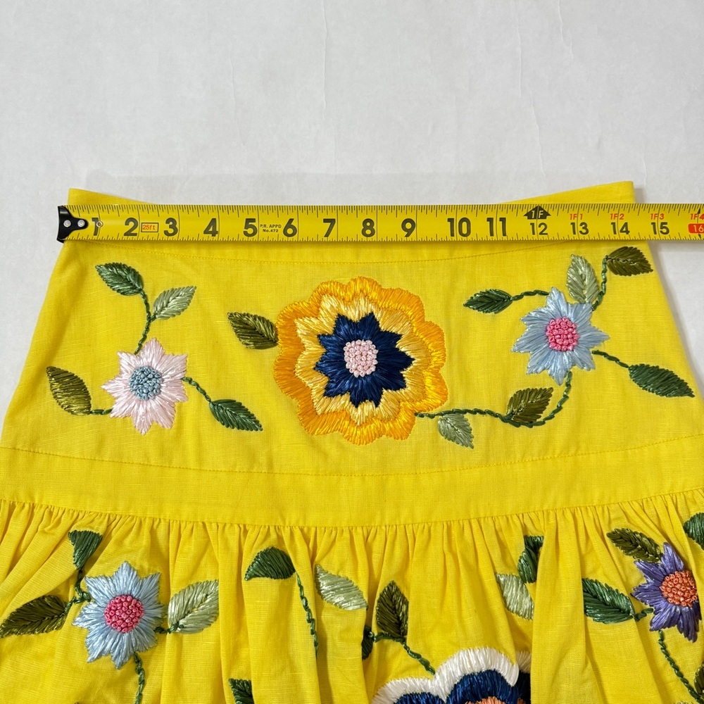 Alexis Kasandra Embroidered Floral Skirt Pattern Yellow Mini RARE HTF SZ Medium - Picture 13 of 16